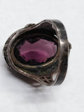 Vtg 925 Sterling Silver Amethyst Faceted Stone Ring Filigree Size 5.5 Very Nice!