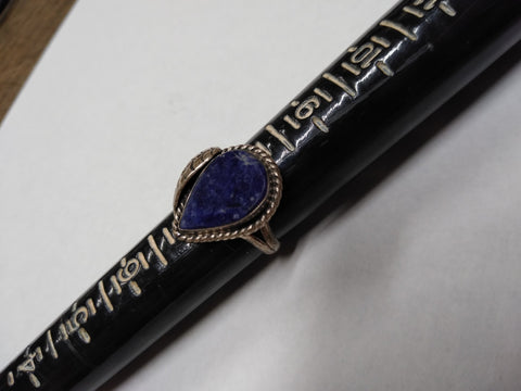 Vtg 925 Sterling Silver Sodalite Teardrop Stone Ring Size 7.5 Very Nice!