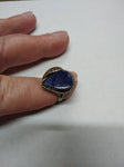 Vtg 925 Sterling Silver Sodalite Teardrop Stone Ring Size 7.5 Very Nice!