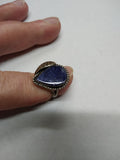 Vtg 925 Sterling Silver Sodalite Teardrop Stone Ring Size 7.5 Very Nice!