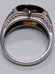 Vtg 925 Sterling Silver Cognac Color Smokey Quartz Faceted Stone Ring Sz 10 Nice