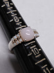 Vtg 925 Sterling Silver Opal Center Stone w/12 Accent Stones Ring Sz 9 Beautiful