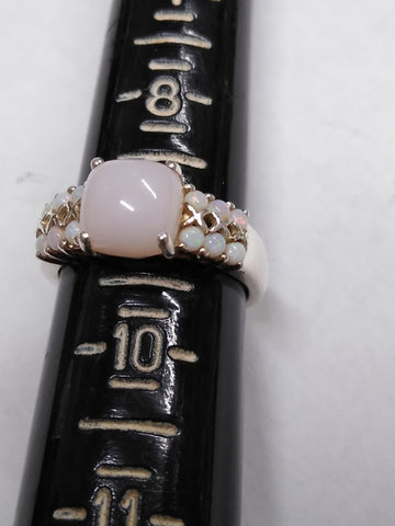 Vtg 925 Sterling Silver Opal Center Stone w/12 Accent Stones Ring Sz 9 Beautiful