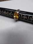 Vtg 925 Sterling Yellow Sapphire Faceted Stone Cocktail Ring Size 8 Beautiful!