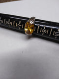 Vtg 925 Sterling Yellow Sapphire Faceted Stone Cocktail Ring Size 8 Beautiful!