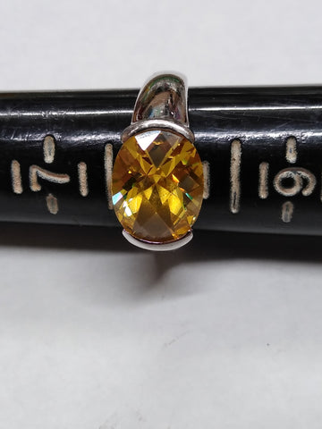 Vtg 925 Sterling Yellow Sapphire Faceted Stone Cocktail Ring Size 8 Beautiful!