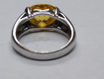 Vtg 925 Sterling Yellow Sapphire Faceted Stone Cocktail Ring Size 8 Beautiful!
