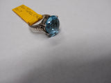 Vtg 925 Sterling Silver Blue Topaz? Checkerboard Cut Stone Ring Size 7 Very Nice