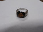 Vtg 925 Sterling Silver Cognac Color Smokey Quartz Faceted Stone Ring Sz 10 Nice