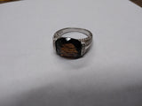 Vtg 925 Sterling Silver Cognac Color Smokey Quartz Faceted Stone Ring Sz 10 Nice