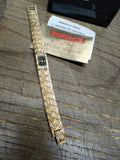 Vtg Lucien Piccard Dufonte Womens Quartz Wrist Watch Gold Black Dial Works w/Box