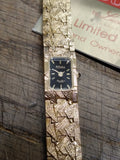 Vtg Lucien Piccard Dufonte Womens Quartz Wrist Watch Gold Black Dial Works w/Box