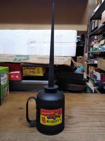 Vtg Eagle 17" Long Neck Oil Can Oiler Winners Use Blakeley's Motor Oil Label