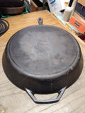 Vtg Lodge 2 USA 14SK Cast Iron Skillet With Smoke Ring 2 Handle 14.75" Dia Nice!