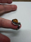 Vtg 925 Sterling Silver Round Tiger's Eye Stone Modernist Ring Size 6 Very Nice!