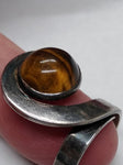 Vtg 925 Sterling Silver Round Tiger's Eye Stone Modernist Ring Size 6 Very Nice!