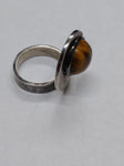 Vtg 925 Sterling Silver Round Tiger's Eye Stone Modernist Ring Size 6 Very Nice!