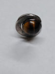 Vtg 925 Sterling Silver Round Tiger's Eye Stone Modernist Ring Size 6 Very Nice!