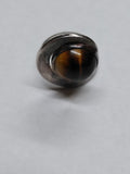 Vtg 925 Sterling Silver Round Tiger's Eye Stone Modernist Ring Size 6 Very Nice!
