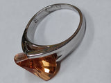 Vtg 925 Sterling Citrine Faceted Stone Modernist Wave Ring Size 8 Beautiful!
