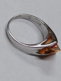 Vtg 925 Sterling Citrine Faceted Stone Modernist Wave Ring Size 8 Beautiful!