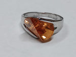 Vtg 925 Sterling Citrine Faceted Stone Modernist Wave Ring Size 8 Beautiful!