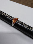 Vtg 925 Sterling Citrine Faceted Stone Modernist Wave Ring Size 8 Beautiful!