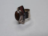 Vtg 925 DDD Hammered Silver Natural Jasper Stone Modernist Ring Sz 8 Mexico Nice