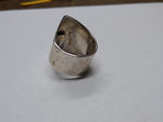 Vtg 925 DDD Hammered Silver Natural Jasper Stone Modernist Ring Sz 8 Mexico Nice