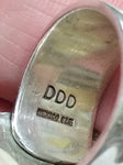 Vtg 925 DDD Hammered Silver Natural Jasper Stone Modernist Ring Sz 8 Mexico Nice