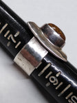 Vtg 925 DDD Hammered Silver Natural Jasper Stone Modernist Ring Sz 8 Mexico Nice
