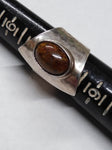 Vtg 925 DDD Hammered Silver Natural Jasper Stone Modernist Ring Sz 8 Mexico Nice