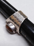Vtg 925 DDD Hammered Silver Natural Jasper Stone Modernist Ring Sz 8 Mexico Nice