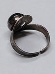 Vtg 925 Sterling Round Malachite Stone Modernist Ring Size is Adjustable Israel!