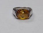 Vtg 925 Sterling Yellow Sapphire Faceted Stone Cocktail Ring Size 8 Beautiful!
