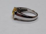 Vtg 925 Sterling Yellow Sapphire Faceted Stone Cocktail Ring Size 8 Beautiful!