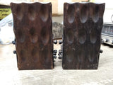 Vtg Mid Century Modern Bookends Gothic Wooden Wheel Medievel Chains Steampunk