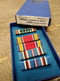 Vtg WWII USA Campaign and Service Ribbon Lot Bronze Stars Bar Award Medal w/Box