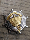 Vtg Danish Royal Life Guards Bi Metal Badge Beret Cap Hat Collar Pin