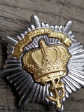 Vtg Danish Royal Life Guards Bi Metal Badge Beret Cap Hat Collar Pin