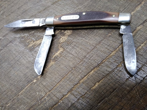 Vtg Schrade 340T Old Timer Folding Pocket Knife 3 Blade 5.5 inch Stockman USA