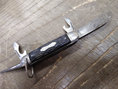 Vtg Colonial Prov USA Solder Seal Multi Function Folding Pocket Knife 4 Blade
