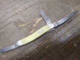 Vtg Case XX 3318 CV Folding Pocket Knife 3 Blade Yellow Handle Stockman 6.25 in
