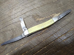 Vtg Case XX 3318 CV Folding Pocket Knife 3 Blade Yellow Handle Stockman 6.25 in