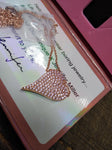 Vtg Diamonique Rose Gold Over 925 Sterling Pave Crystal 20" Necklace w/Box Nice!