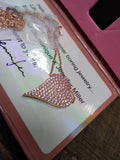 Vtg Diamonique Rose Gold Over 925 Sterling Pave Crystal 20" Necklace w/Box Nice!