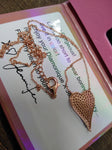 Vtg Diamonique Rose Gold Over 925 Sterling Pave Crystal 20" Necklace w/Box Nice!