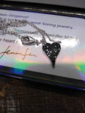 Vtg Diamonique 925 Sterling Pave Black Crystal 20" Heart Pendant Necklace w/Box!