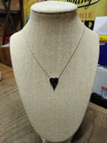 Vtg Diamonique 925 Sterling Pave Black Crystal 20" Heart Pendant Necklace w/Box!