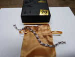Vtg Disney 925 Sterling Mickey & Minnie Mouse Bracelet Black CZ 7.5 Inch w/Box!